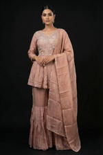 Load image into Gallery viewer, Garara with peplum top in pure silk fabric
