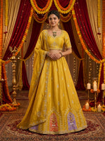 Load image into Gallery viewer, Mustard Yellow Embroidered Lehenga Set

